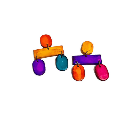 Colorful Geometric Bib Necklace & Statement Earrings - Velora Luxury Fashion