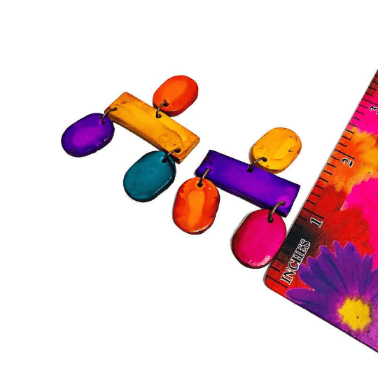 Colorful Geometric Bib Necklace & Statement Earrings - Velora Luxury Fashion
