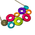 Colorful Jewelry Set with Linked Statement Necklace & Matching Earrings Handmade & Painted - Velora Luxury Fashion