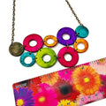 Colorful Jewelry Set with Linked Statement Necklace & Matching Earrings Handmade & Painted - Velora Luxury Fashion