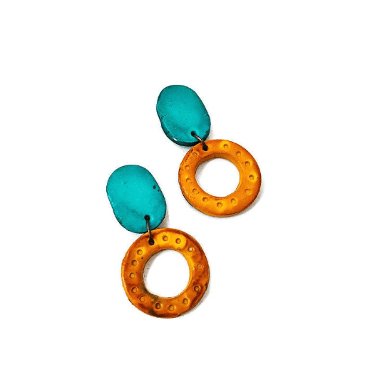 Colorful Linked Circle Statement Necklace Handmade from Clay & Hand Painted - Velora Luxury Fashion
