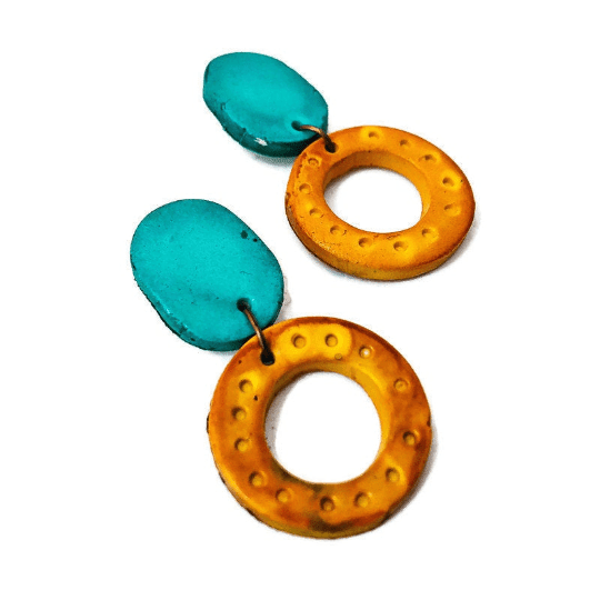 Colorful Linked Circle Statement Necklace Handmade from Clay & Hand Painted - Velora Luxury Fashion