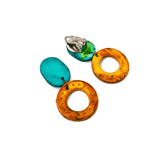 Colorful Linked Circle Statement Necklace Handmade from Clay & Hand Painted - Velora Luxury Fashion