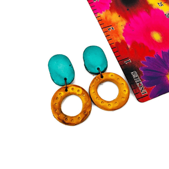 Colorful Linked Circle Statement Necklace Handmade from Clay & Hand Painted - Velora Luxury Fashion