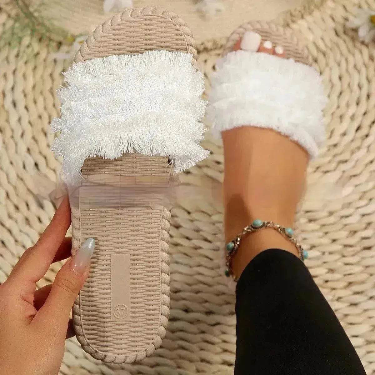 Comfortable EVA Beach Tassel Flat Flip Flop Sandals Fashion Slippers for Women