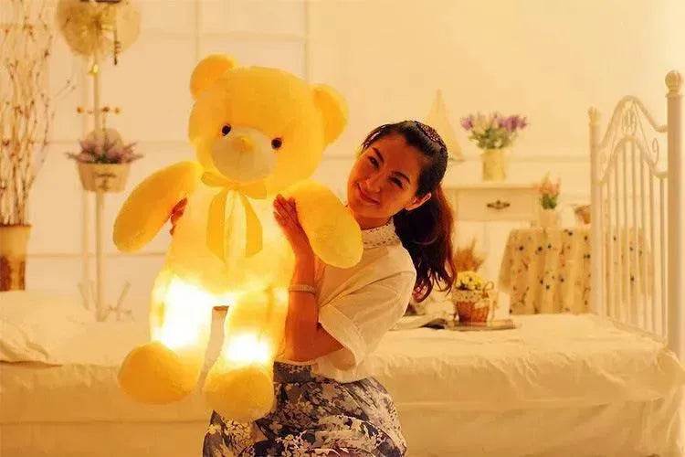 Creative Light Up LED Teddy Bear Stuffed Animals Plush Toy Colorful Glowing Christmas Gift For Kids Pillow - Velora