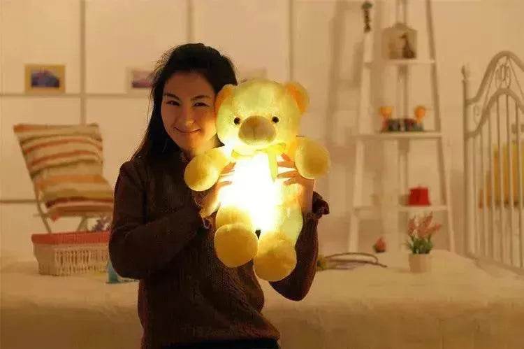 Creative Light Up LED Teddy Bear Stuffed Animals Plush Toy Colorful Glowing Christmas Gift For Kids Pillow - Velora