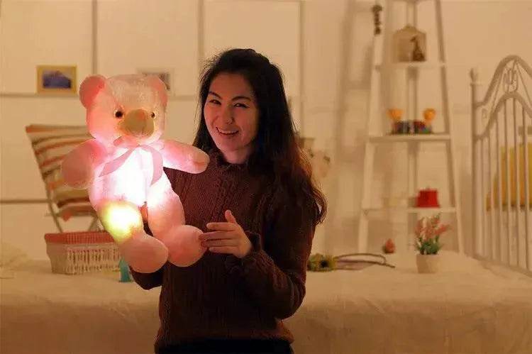 Creative Light Up LED Teddy Bear Stuffed Animals Plush Toy Colorful Glowing Christmas Gift For Kids Pillow - Velora