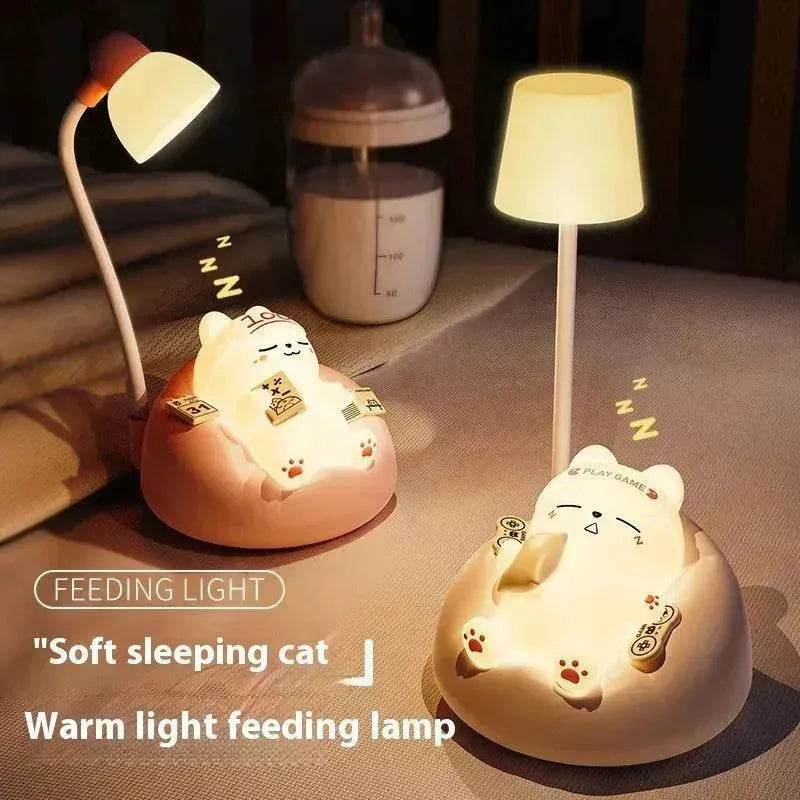 Creative Sleeping Cat Small Night Lamp Night Charging Pat Lamp - Velora