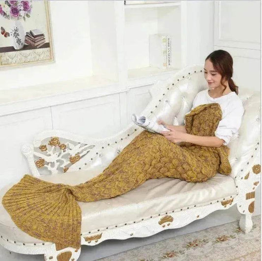 Creative Winter Woolen Mermaid Tail Sofa Blanket - Velora
