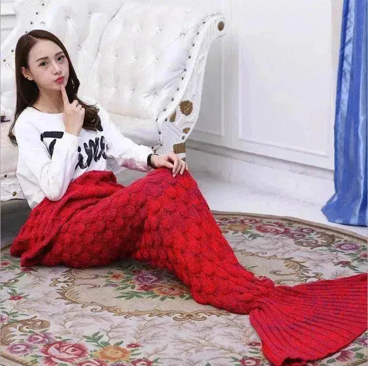Creative Winter Woolen Mermaid Tail Sofa Blanket - Velora