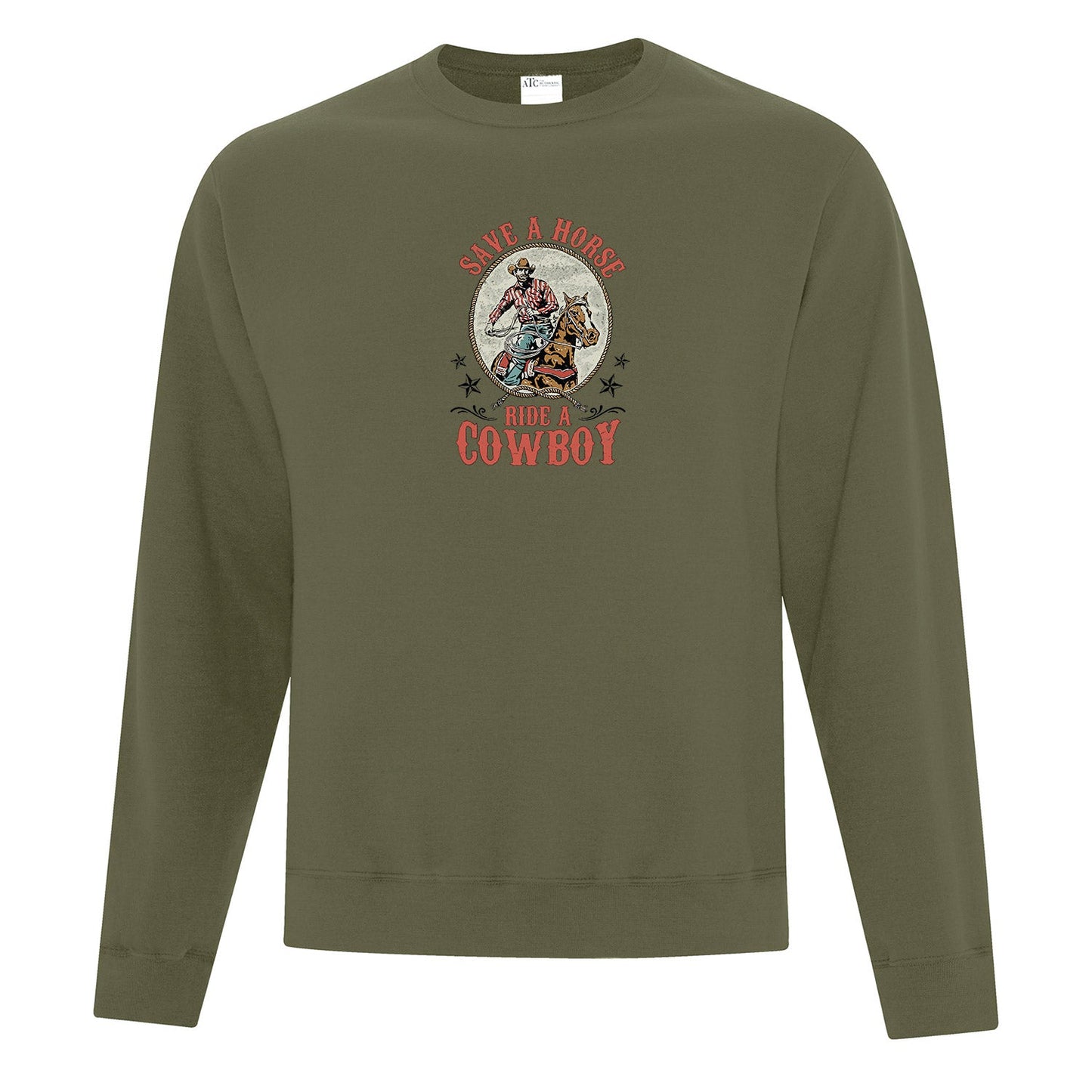 Crewneck "Save a horse, ride a cowboy" imprimé