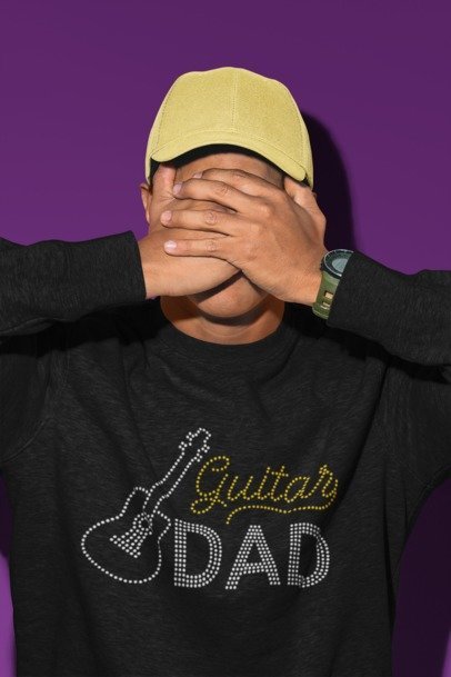 Guitar Dad Rhinestone Shirt – Music Dad Sparkle Bling Apparel | Bling Dazzel