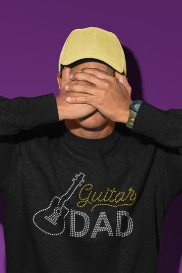 Guitar Dad Rhinestone Shirt – Music Dad Sparkle Bling Apparel | Blingdazzel