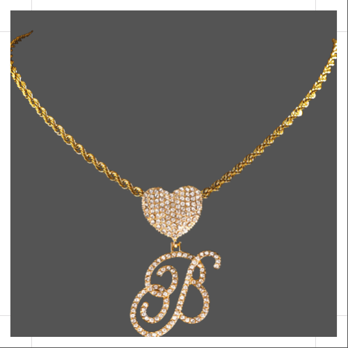 Cursive Letter Pendant Rope Chain - Gold - Velora Luxury Fashion