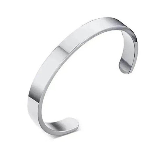 Custom Laser Engraving Smooth Stainless Steel Fine Bangle Jewelry C-shaped Bracelet - Velora