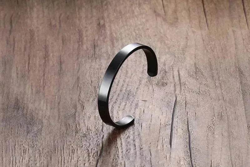 Custom Laser Engraving Smooth Stainless Steel Fine Bangle Jewelry C-shaped Bracelet - Velora