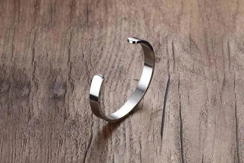 Custom Laser Engraving Smooth Stainless Steel Fine Bangle Jewelry C-shaped Bracelet - Velora