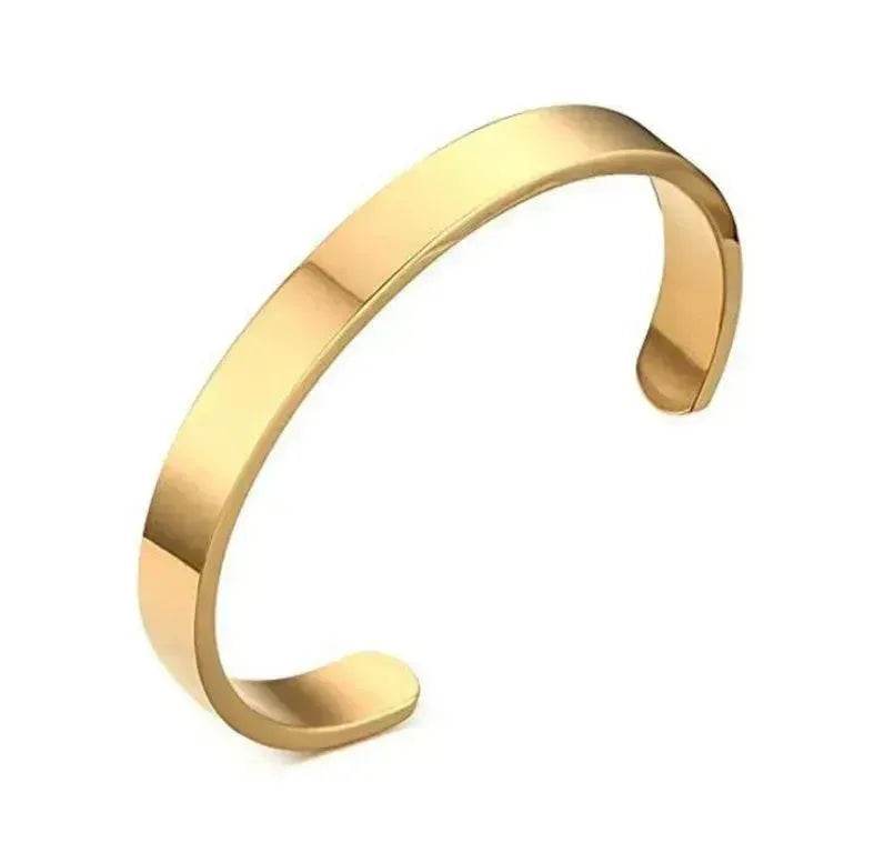 Custom Laser Engraving Smooth Stainless Steel Fine Bangle Jewelry C-shaped Bracelet - Velora