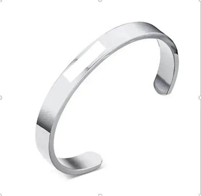 Custom Laser Engraving Smooth Stainless Steel Fine Bangle Jewelry C-shaped Bracelet - Velora