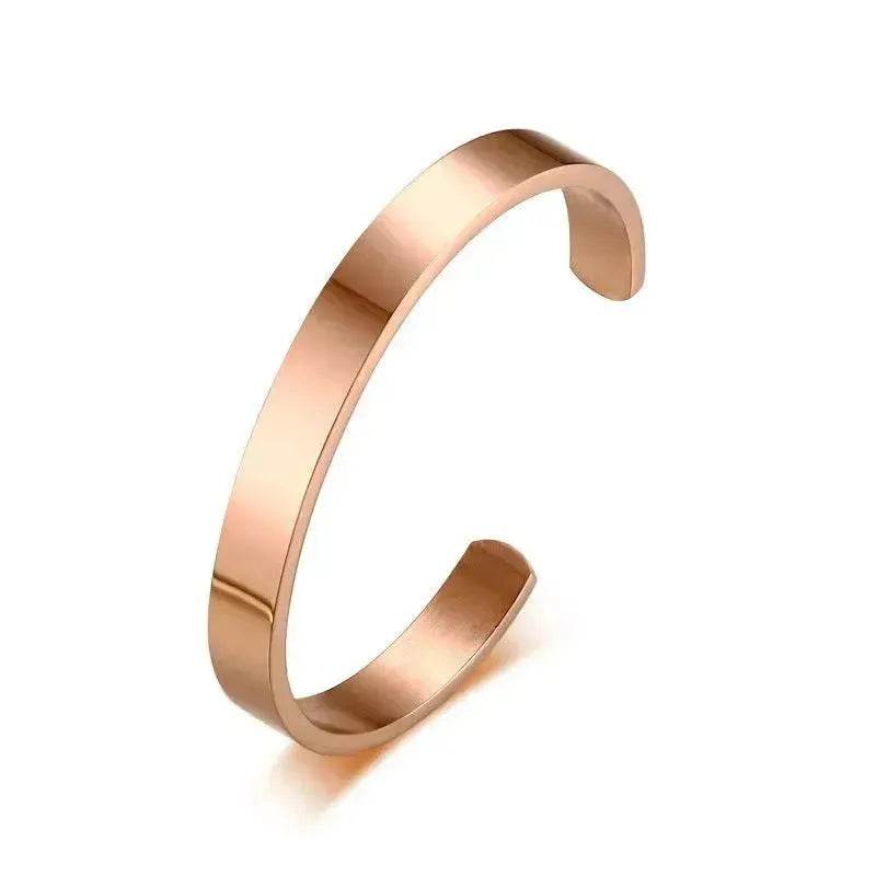 Custom Laser Engraving Smooth Stainless Steel Fine Bangle Jewelry C-shaped Bracelet - Velora