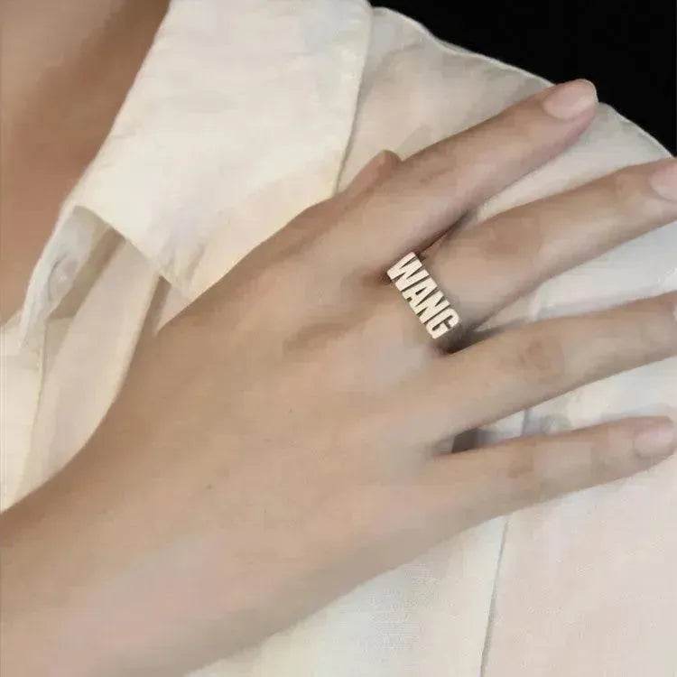 Customized Alphabet Couple Ring Customized Sterling Silver Couple Style - Velora