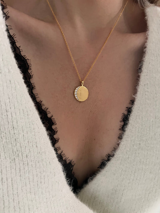 Moon Molten Disc Necklace (Sample Sale) - Velora Luxury Fashion