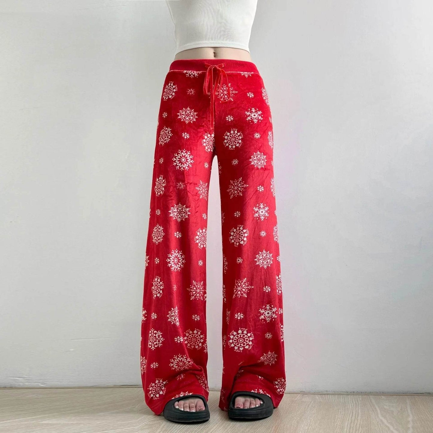 Snowflake Casual Straight Leg  trouser Pants For Women