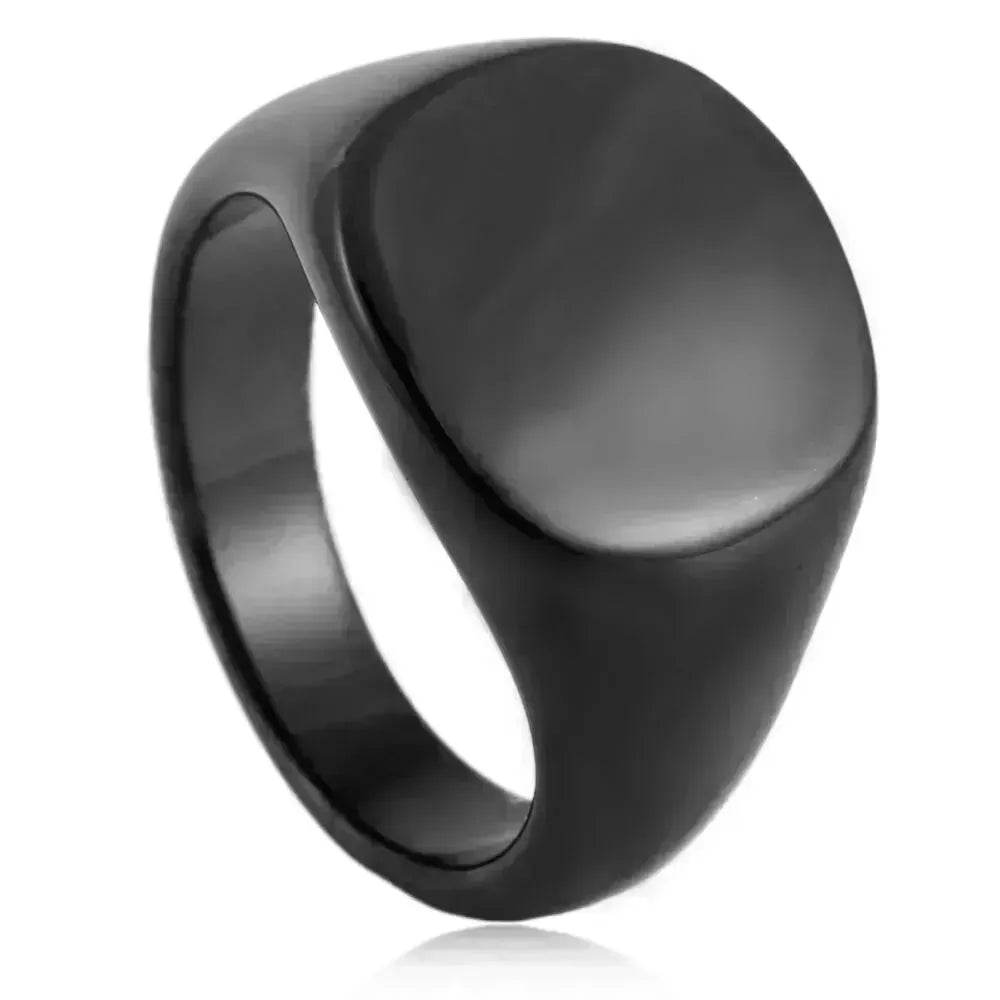 European And American Style Minimalist Titanium Steel Smooth Seal Ring for Men and Women - Velora