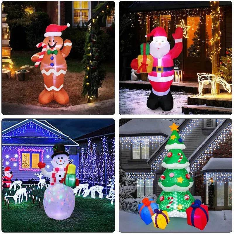 Christmas LED Lights Glowing Santa Tree Snowman Inflatable Doll Outdoor Yard Garden Decor - Velora