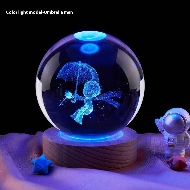 Moon Small Night Lamp Decoration Creative Crystal Ball - Velora