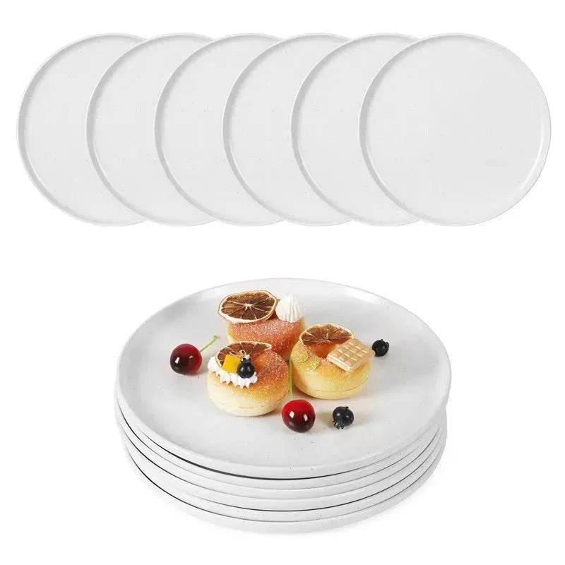 6PCS Flat Ceramic Steak Plate Salad Plates - Velora