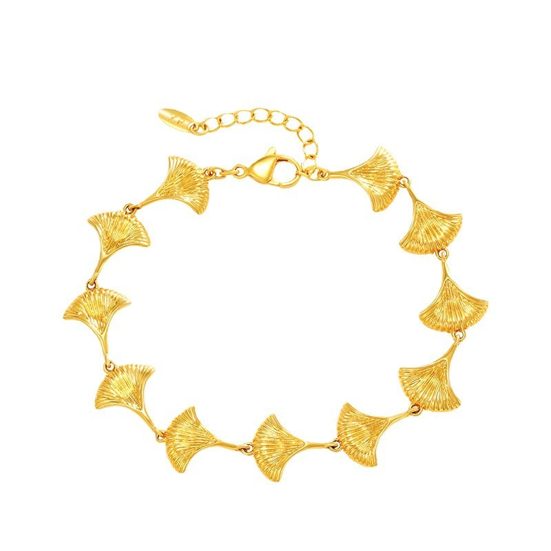 Jewelry Plated 24k Gold Alloy Gold Plated Ginkgo Leaf Bracelet