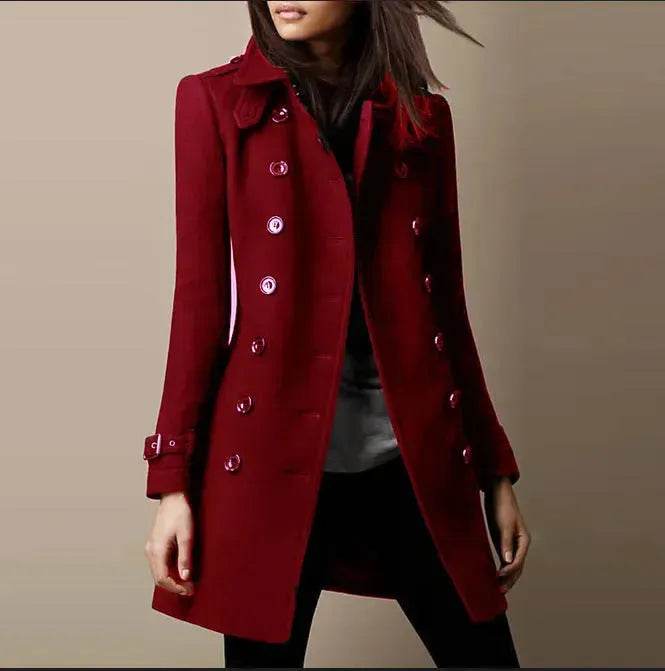 Ladies Spring Winter Long Jacket Wool Trench Coat Winter Workwear - Velora