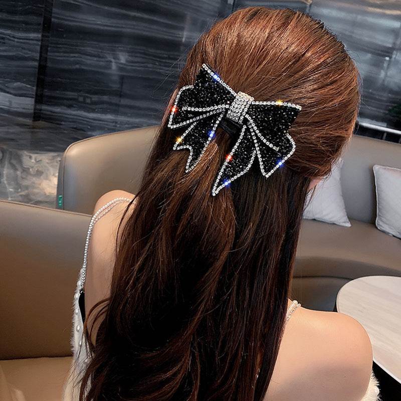 Spring Rhinestone Bow Hair Clip Barrette - Velora