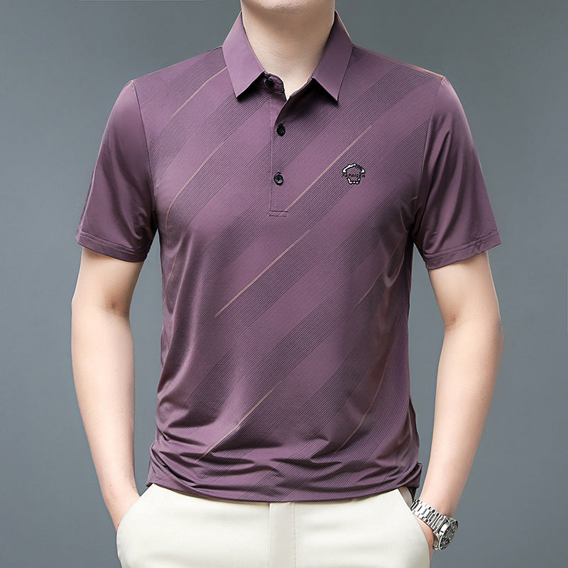 Lapel Ice Silk Polo Shirt Men's Business Plus Size