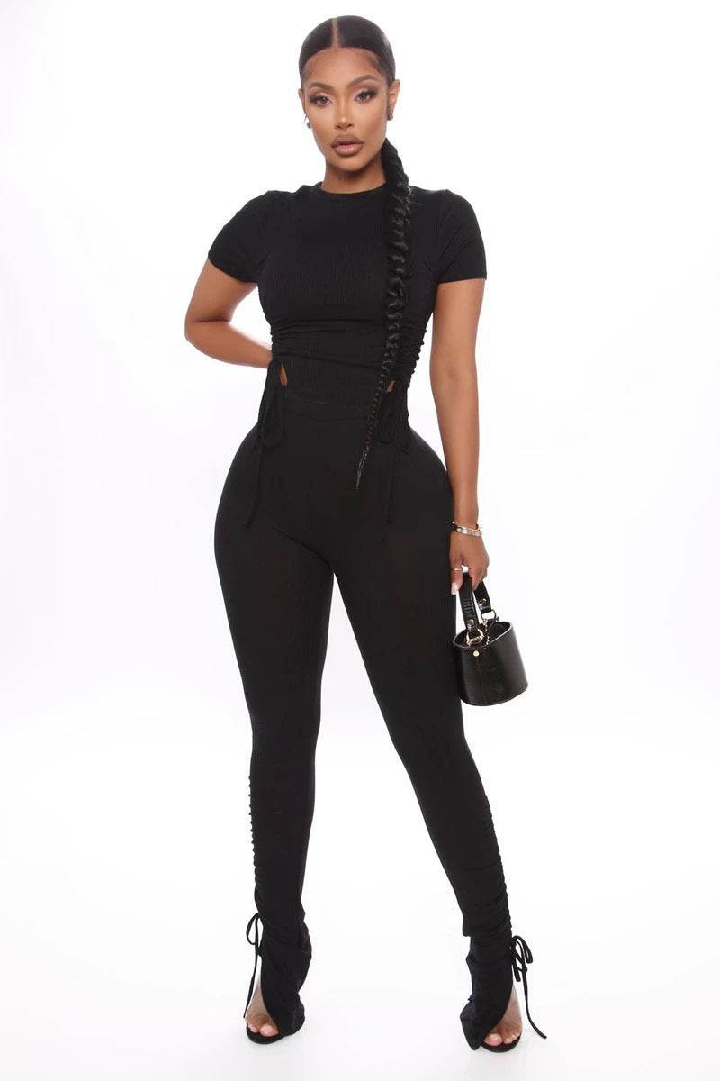 Rop Top And Pants Female Casual Matching Sets - Velora