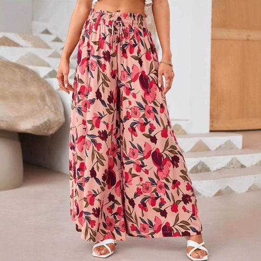 Printed Comfortable Casual High Waist Wide-leg Floral Palazzo Trousers women - Velora