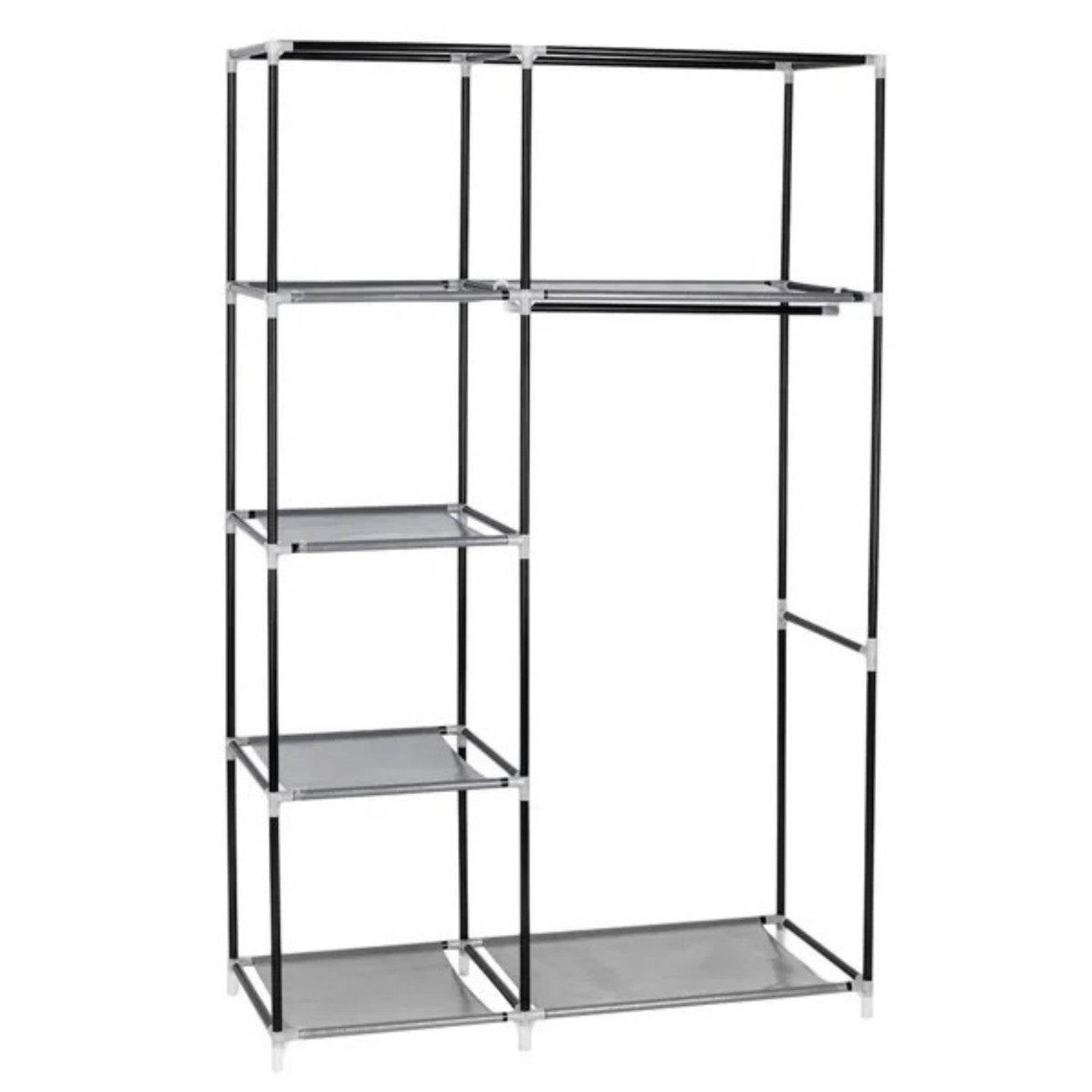 64 Portable Closet Storage Organizer Wardrobe Clothes Rack With Shelves Gray - Velora
