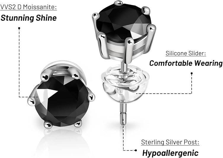 Pendientes De Diamantes Negros En Oro Blanco De 14 Quilates .30 CTW, Oro Blanco Diamante, Diamante Negro - Velora