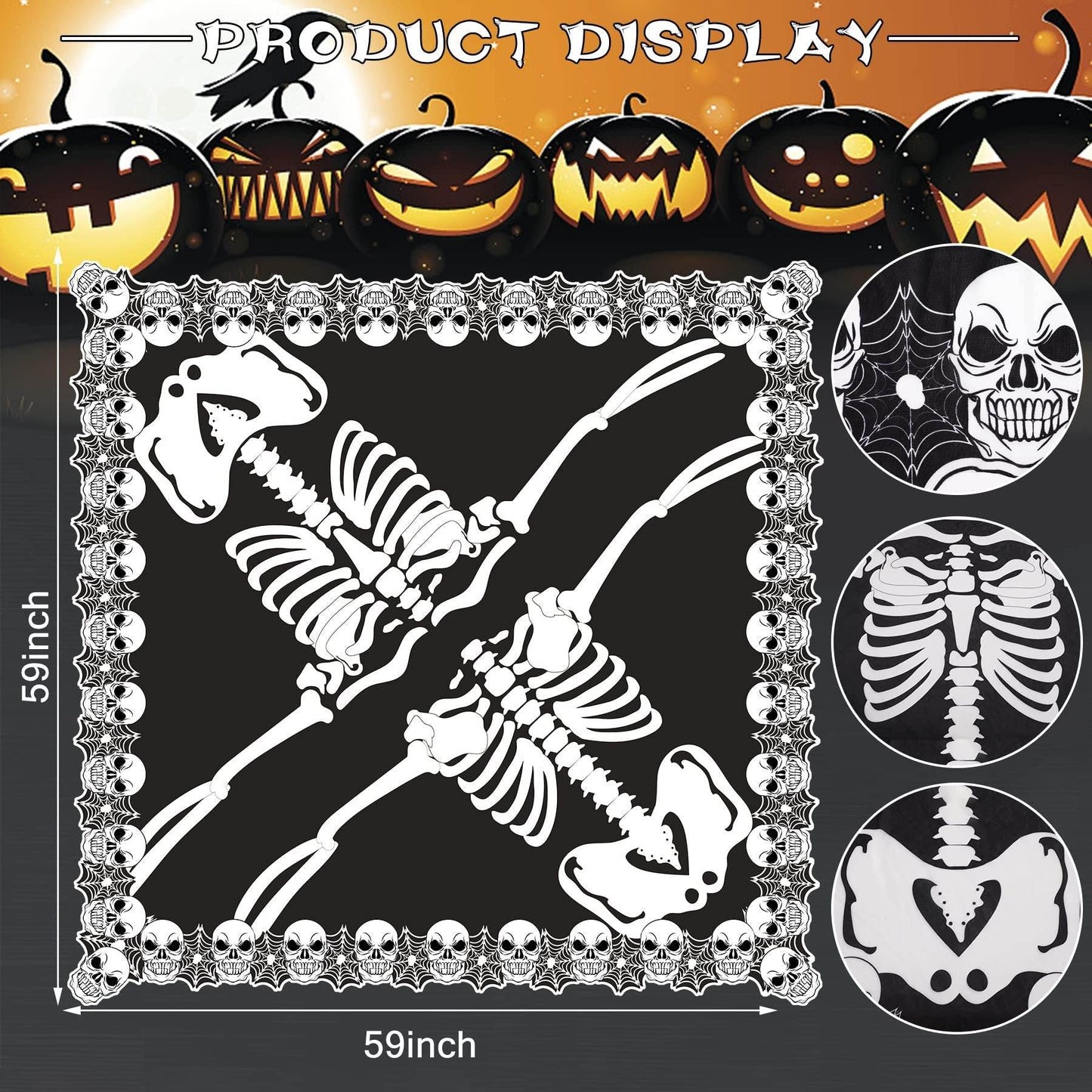 Halloween Lace Poncho Plus Size Halloween Skeleton Cape Day Of The Dead Costumes For Women 59 Inches X 59 Inches -Selling On Amazon Is Prohibited - Velora