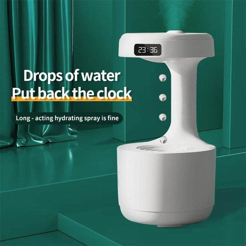 Bedroom Anti-Gravity Humidifier With Clock Water Drop Backflow Aroma Diffuser Large Capacity Office Bedroom Mute Heavy Fog Household Sprayer - Velora