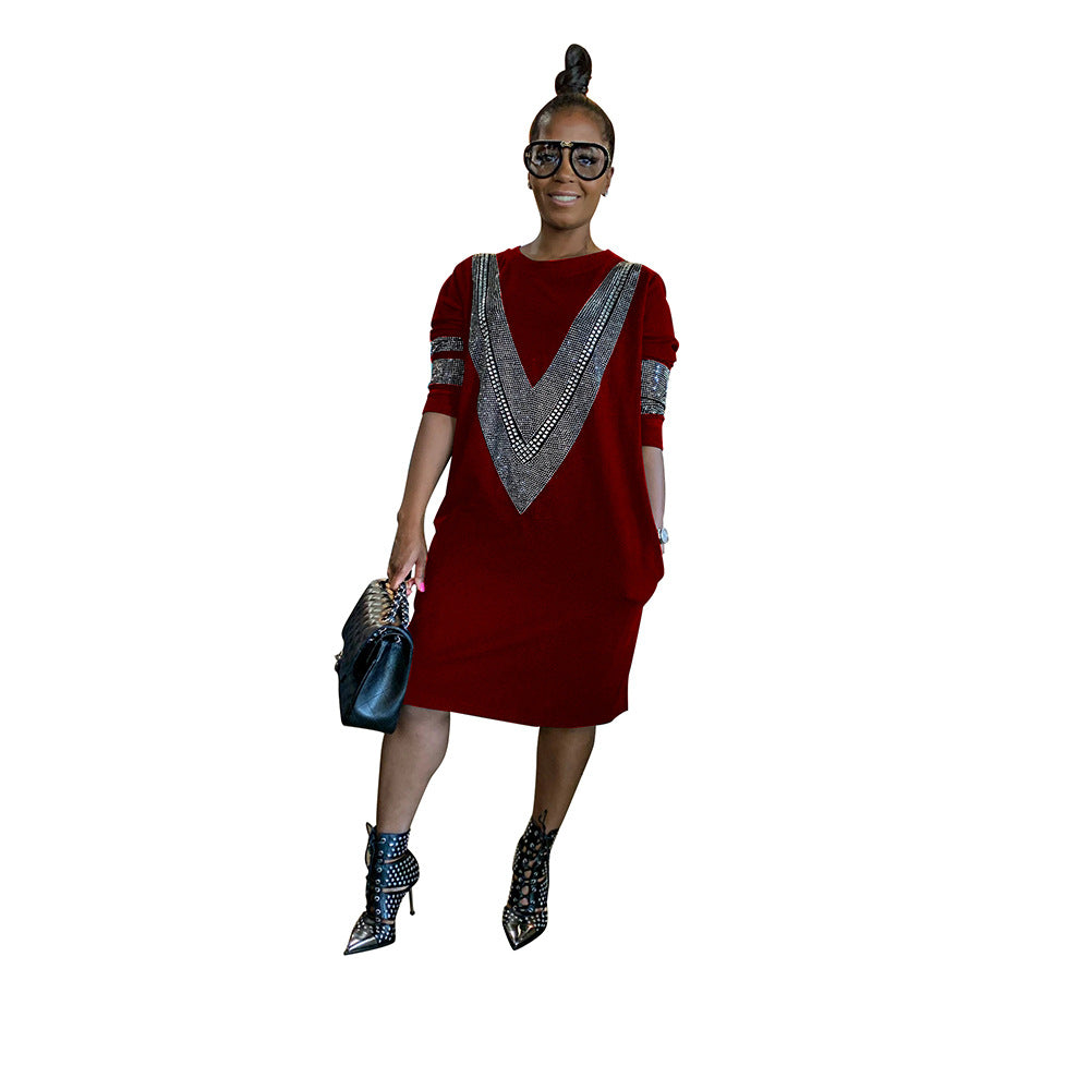 Autumn Chic Women's V-Neck Dress