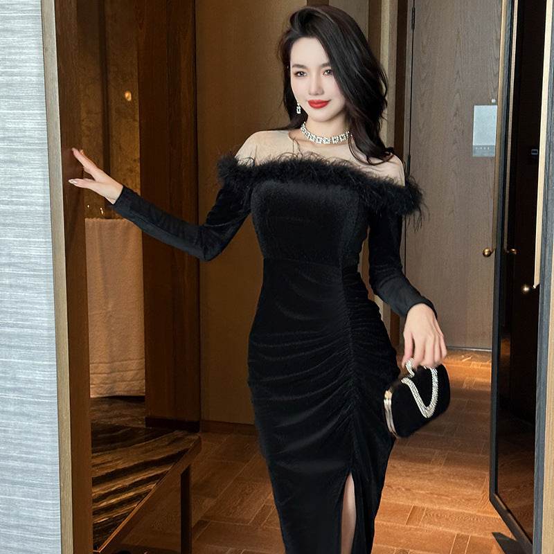 Women's Burr Velvet Formal Dress - Velora