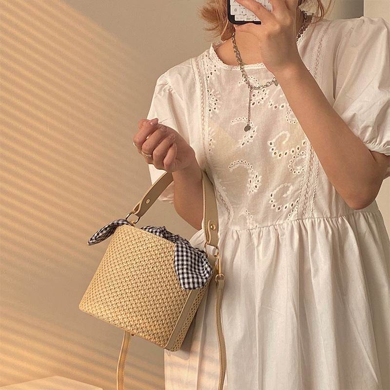 Women's Fashion Summer Bags All Match Bucket Straw Bag - Velora