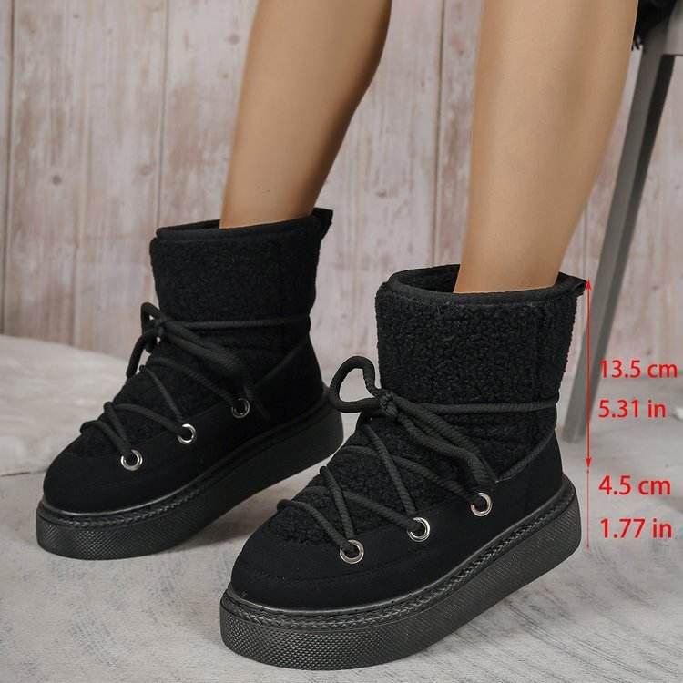 Plus Size Platform Cross Strap Snow Boots - Velora