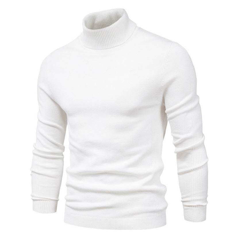 Men's Solid Color Slim Pullover Turtleneck Sweater Winter Casual Tops Clothing - Velora