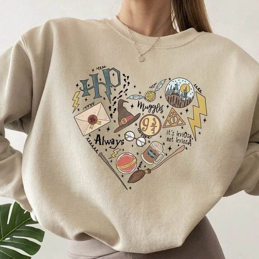 Digital Printing Sweater Hipster Round Neck Pullover Long Sleeve Sweater Women - Velora