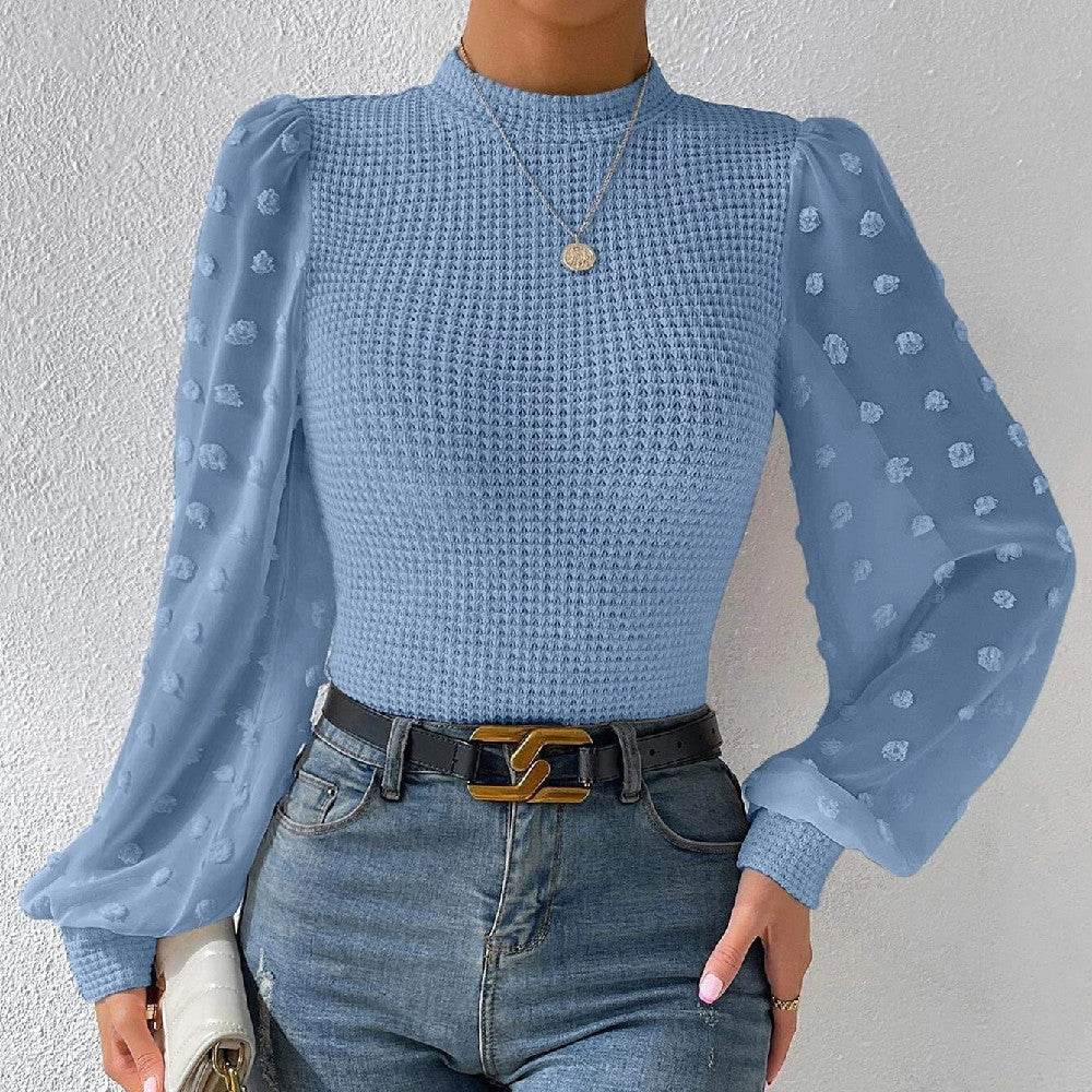 Women's Knitwear Round Neck Stitching Long Sleeve - Velora