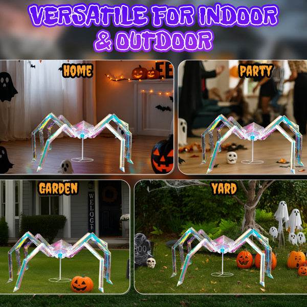 3ft Prism Spider, Illusion, 340 Purple Copper Wire Light, 4.5V 3.6W Halloween Standing Decoration US Specification - Velora
